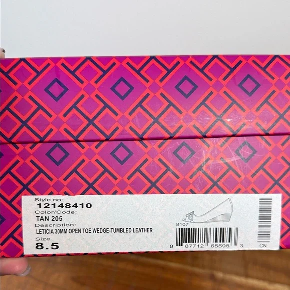 Tory Burch Brown Peep-Toe Small Wedge, Women’s 8.5 - Picture 10 of 10